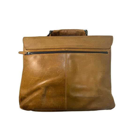 Vintage Vicenzo Brown Genuine Leather Briefcase Laptop Messenger Bag - Picture 3 of 12
